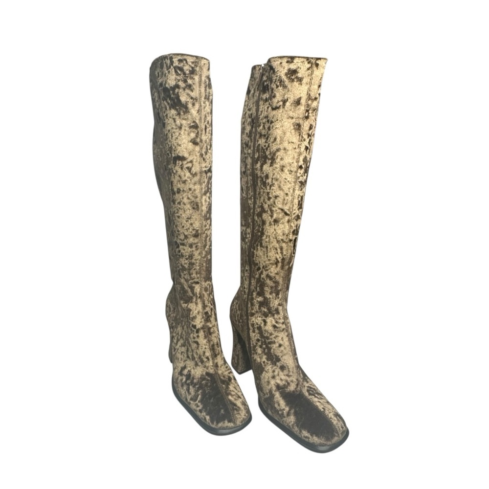 NEW Jeffrey Campbell Naissancr Boots in Brown Crushed Velvet 7.5 - Picture 7 of 13